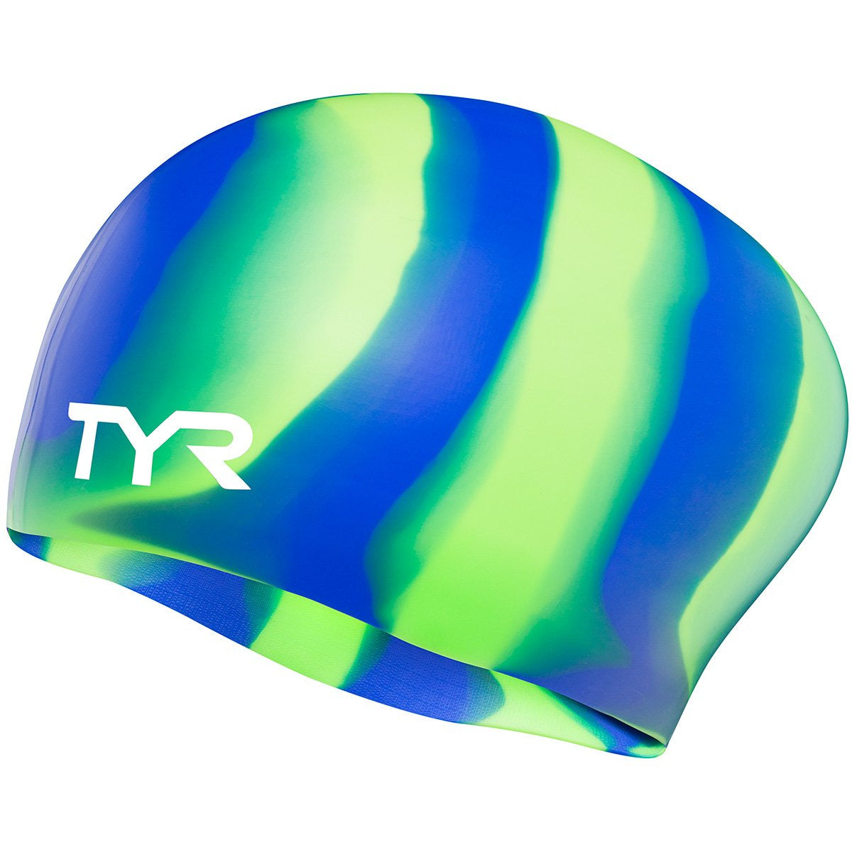 TYR Green/Blue/Multi Silicone Long Hair Cap - Mangata Sport - TYR Swim Bike Run Triathlon