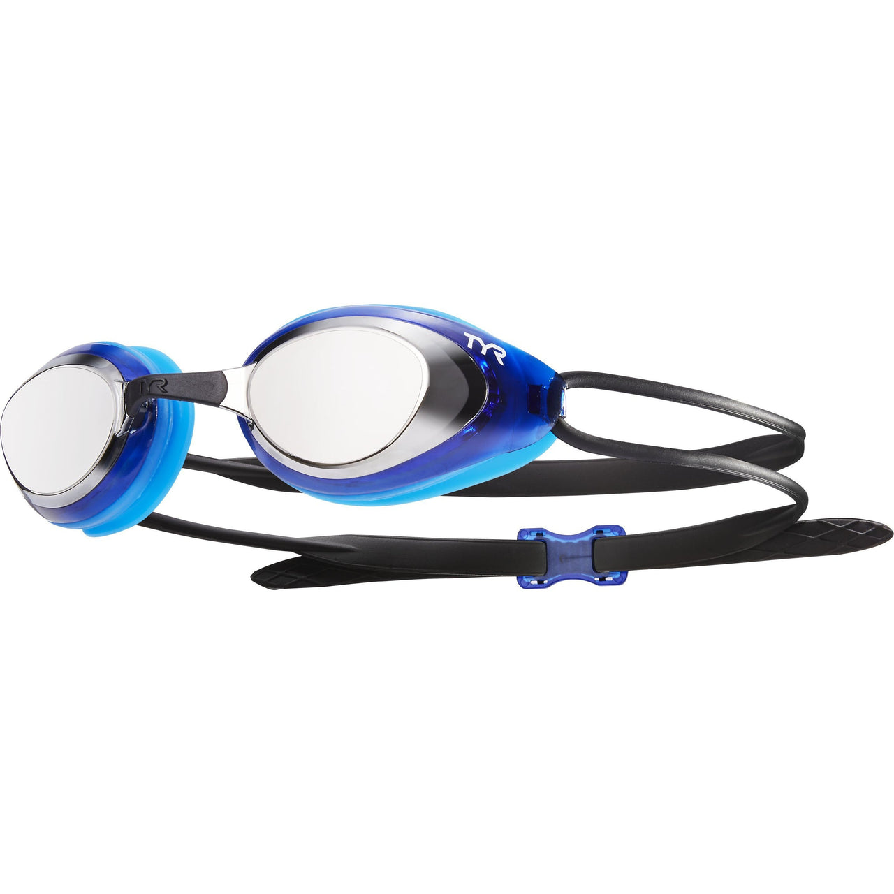 TYR Silver/Black/Blue Blackhawk Racing Mirrored Goggles - Mangata Sport - TYR Swim Bike Run Triathlon
