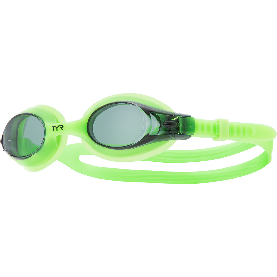 TYR Smoke/Green Kids Swimple Goggles - Mangata Sport - TYR Swim Bike Run Triathlon