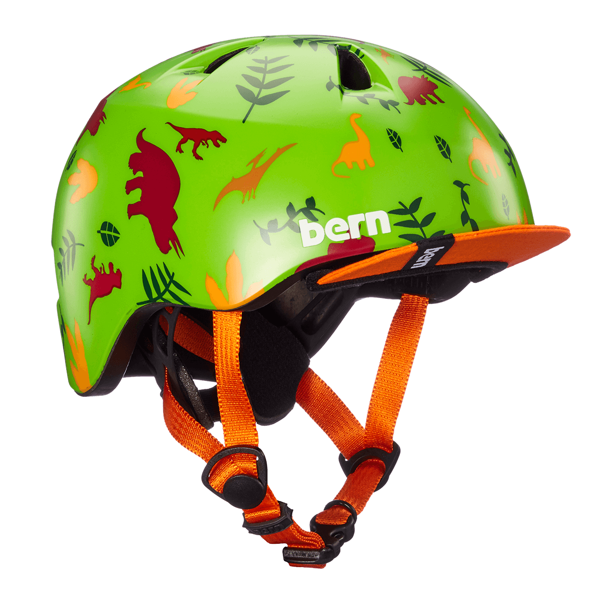 Bern Tigre Satin Green Dino w/ Visor – XXS - Mangata Sport - Bern Swim Bike Run Triathlon